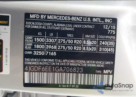 2016 Mercedes-Benz Gl 450 4Matic z USA, uszkodzony, nr VIN 4JGDF6EE1GA706823